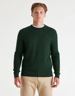 TEXTURED COTTON MERINO CREW NECK Sweater
