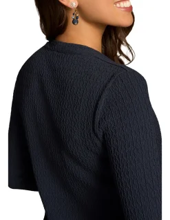 Textured Jacquard Long Sleeve Top - Ink