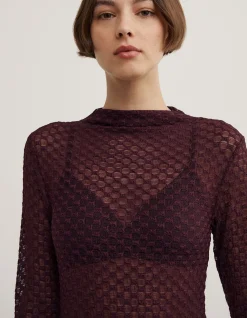 Textured Mesh Long Slevve Top