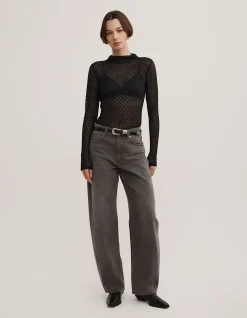 Textured Mesh Long Slevve Top