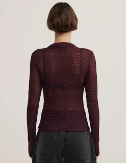 Textured Mesh Long Slevve Top