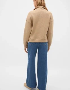 TEXTURED TWIST FUNNEL NECK SWEAT