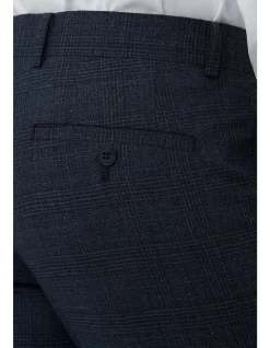 TEXTURED CHECK FLAT FRONT SUIT TROUSER