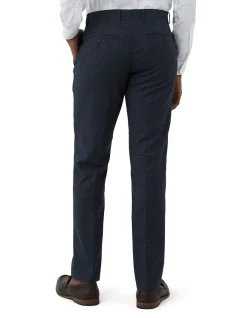 TEXTURED CHECK FLAT FRONT SUIT TROUSER