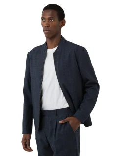 TEXTURED CHECK ZIP-UP CASUAL JACKET