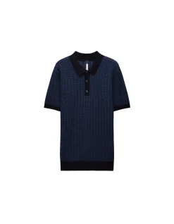 TEXTURED JACQUARD MERINO POLO