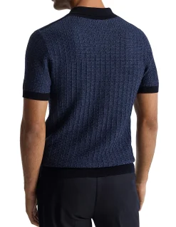 TEXTURED JACQUARD MERINO POLO