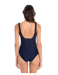 Textured Rib Square Neck One Piece Swimsuit
