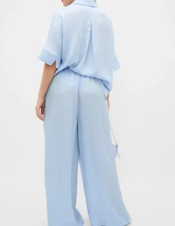 TEXTURED SATIN GATHERED PANT
