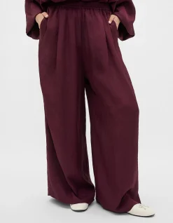 TEXTURED SATIN GATHERED PANT