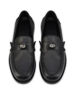THE PLATO LOAFER FLAT CALF BLACK LOAFERS