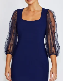 THERESA NAVY SCUBA CREPE DRESS