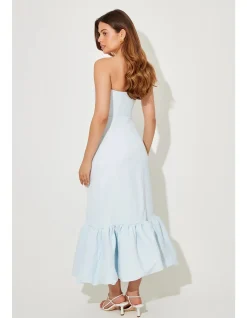 The Ultimate Muse Strapless Peplum Hem Midi Dress