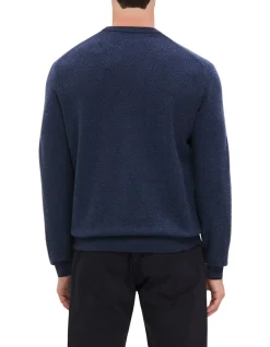 THREE COLOUR HONEYCOMB STITCH CREW NECK KNITWEAR
