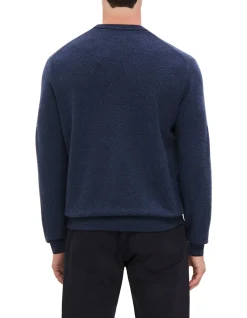 THREE COLOUR HONEYCOMB STITCH CREW NECK KNITWEAR