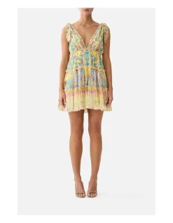 TIERED SHORT DRESS WITH SHOULDER TIES