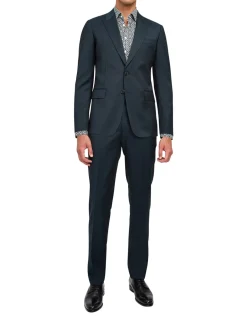 Tonal Twill Suit Jacket with Notch Lapel