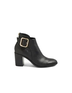 Toodloo Buckle Heel Leather Ankle Boots