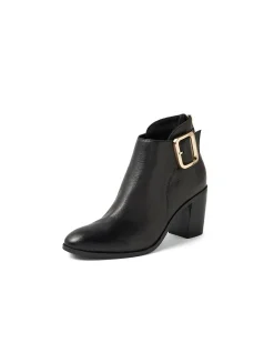 Toodloo Buckle Heel Leather Ankle Boots