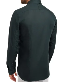 Topstitch Cotton Linen Shirt Navy