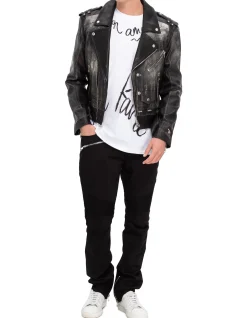 Trompe L'?il Leather Biker Jacket