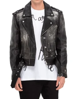 Trompe L'?il Leather Biker Jacket