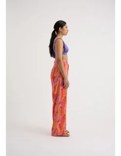 Tropical Print Wide Leg Pants