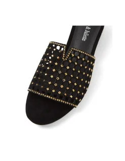 Tropics Laser Cut Diamante Slide Sandals