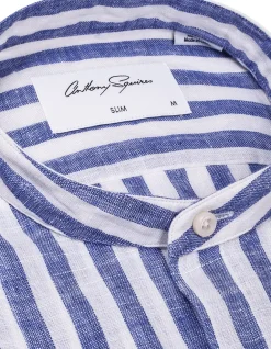 TROY CASUAL SHIRT - DARK BLUE STRIPE