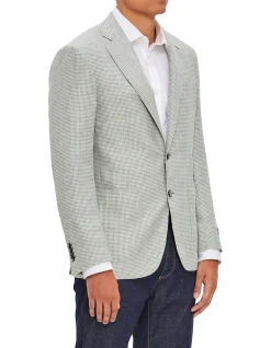 TWO BUTTON HOUNDSTOOTH CAPRI FIT WITH PATCH POCKET JACKET