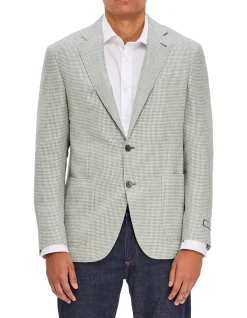 TWO BUTTON HOUNDSTOOTH CAPRI FIT WITH PATCH POCKET JACKET