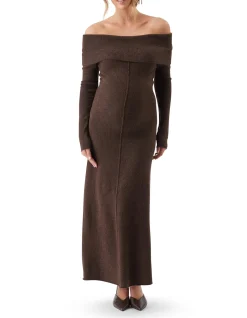 TYLA OFF SHOULDER KNIT DRESS