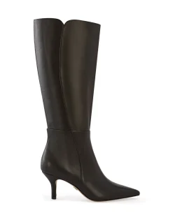 Tyra Black Leather Knee High Boot