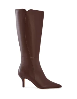 Tyra Dark Brown Leather Knee High Boot