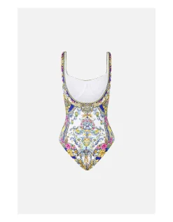 UNDERWIRE SQUARE NECK ONE PIECE W SCOOP BACK