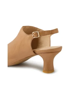 Ushi Peep Toe Slingback Leather Sandals