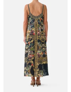V NECK MIDI SLIP DRESS