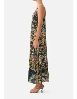 V NECK MIDI SLIP DRESS