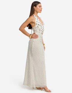 VALERIA HALTER CUTOUT MAXI DRESS