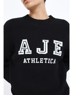 Varsity Logo Rib Oversized Cotton Knit Jumper