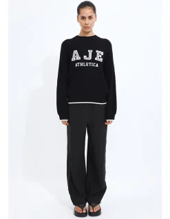 Varsity Logo Rib Oversized Cotton Knit Jumper