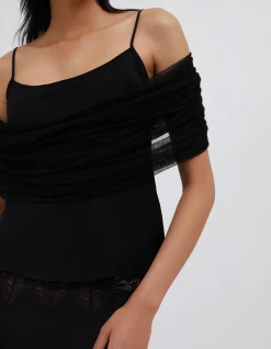 VEILED SHAWL CAMI TOP