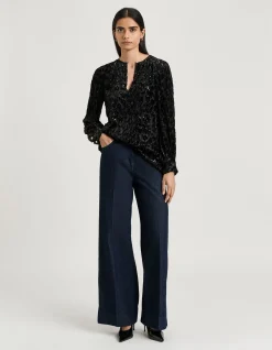 VELVET DEVORE LONG SLEEVE BLOUSE