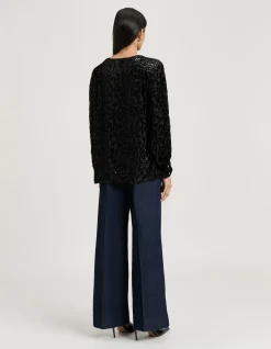 VELVET DEVORE LONG SLEEVE BLOUSE