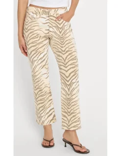 Vintage Straight Ankle Tiger Print Jeans