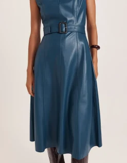 VIV FAUX LEATHER MIDI DRESS
