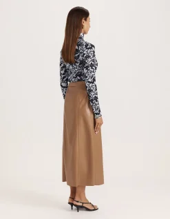 VIV FAUX LEATHER ZIP FRONT SKIRT