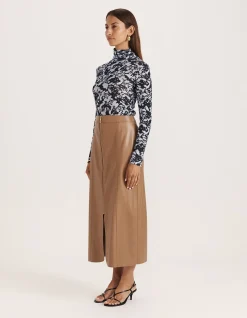 VIV FAUX LEATHER ZIP FRONT SKIRT