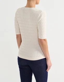 V NECK CABLE TEE