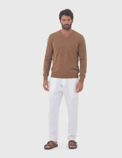 V-NECK JUMPER - NATURAL